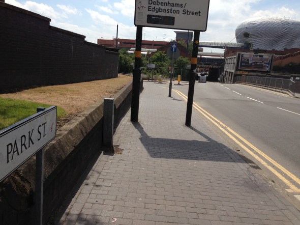The extent of Park Street today, which actually begins around Selfridges’ car park stretching to just past this point towards Millennium Point. 